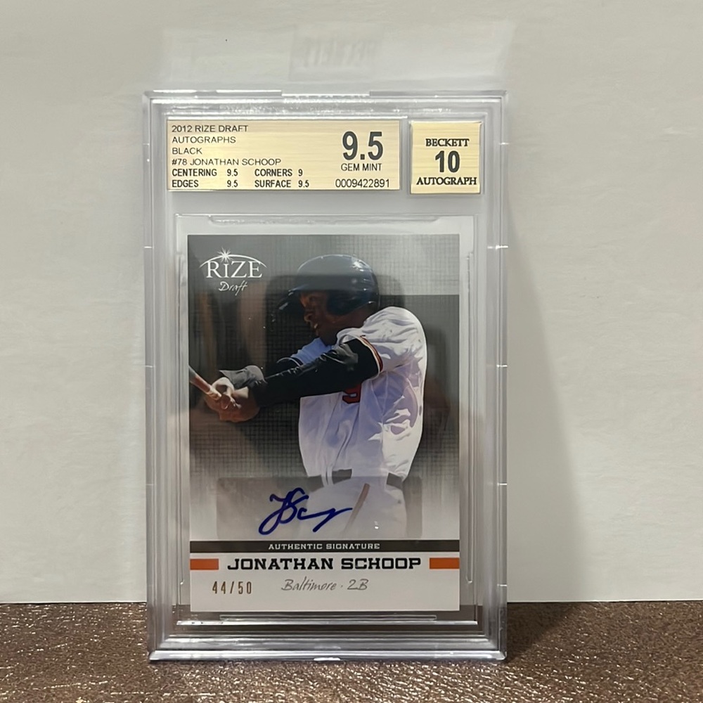 2012 rise draft autographed, black, Jonathan schoop BGC 9.5 /10